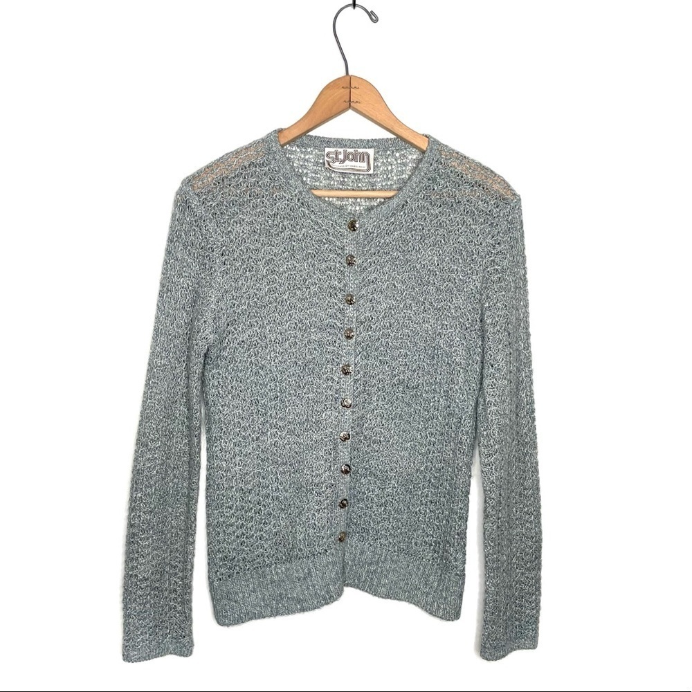 St. John by Marie Gray Vintage Gold Hammered Metal Button Down Cardigan Sweater